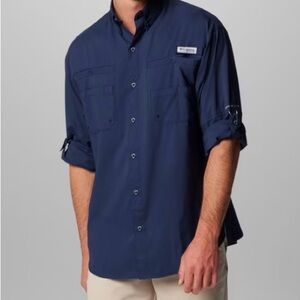 Columbia Men’s PFG Tamiami II Long Sleeve Shirt Navy Blue Size Large NWOT New